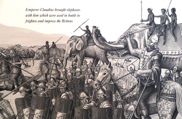 戦象を使ったローマ軍（ ロンドン博物館蔵）