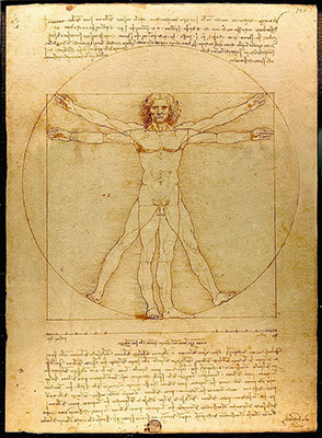 レオナルド・ダ・ヴィンチの「ウィトルウィウス的人体図」