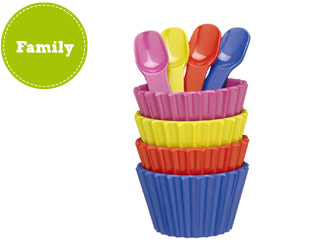 Bright Ice Cream Bowls with Spoons Set