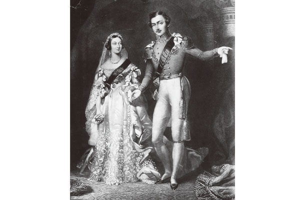 スピタルフィールズで織られた花嫁衣装を着るヴィクトリア女王