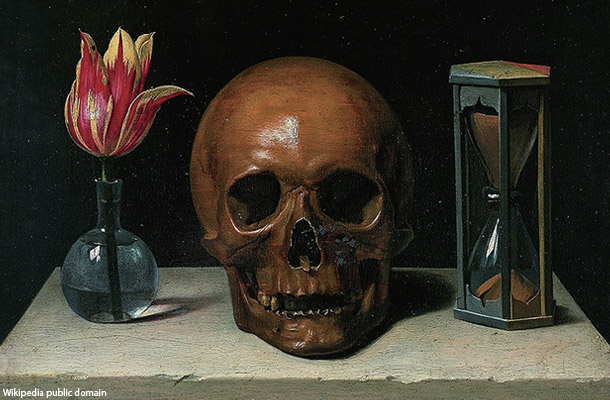 バロック期のフランス派画家、フィリップ・ド・シャンパーニュによる「ヴァニタス」（1671年ごろ）。生、死、時間は当時頻繁に用いられたモチーフだった