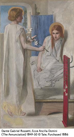 妹のクリスティーナをマリアのモデルにして描かれた「受胎告知」（1849～50年）